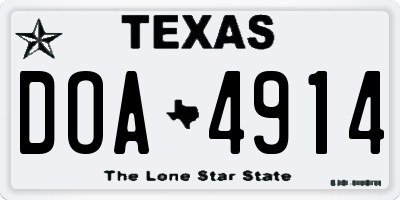 TX license plate DOA4914
