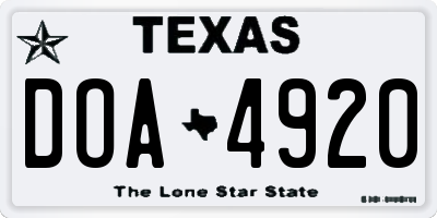 TX license plate DOA4920