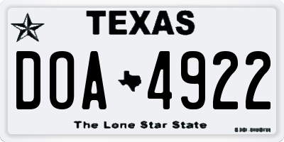 TX license plate DOA4922