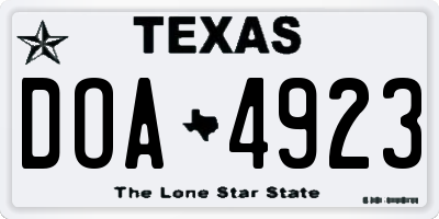 TX license plate DOA4923