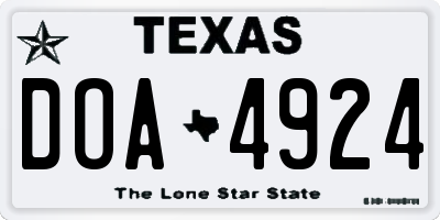 TX license plate DOA4924