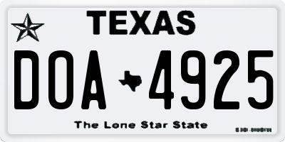 TX license plate DOA4925