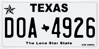 TX license plate DOA4926