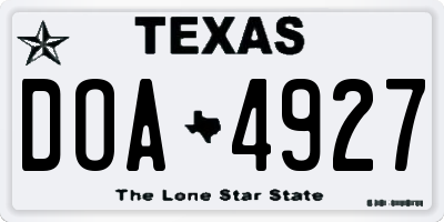 TX license plate DOA4927