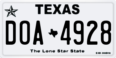 TX license plate DOA4928