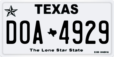 TX license plate DOA4929