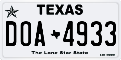 TX license plate DOA4933