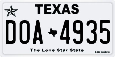TX license plate DOA4935