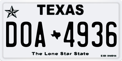 TX license plate DOA4936