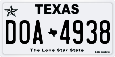 TX license plate DOA4938