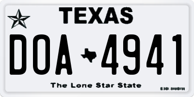 TX license plate DOA4941