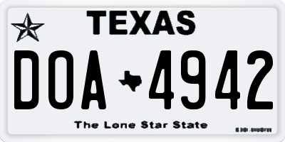 TX license plate DOA4942