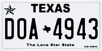 TX license plate DOA4943