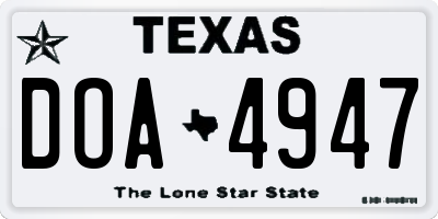 TX license plate DOA4947
