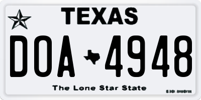 TX license plate DOA4948