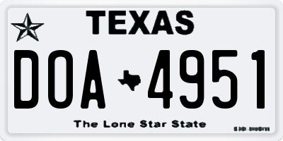 TX license plate DOA4951