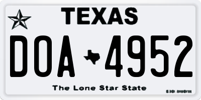 TX license plate DOA4952