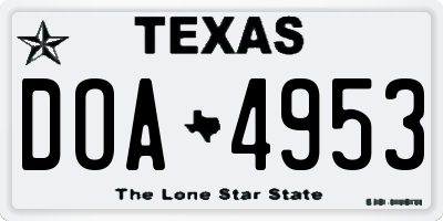 TX license plate DOA4953