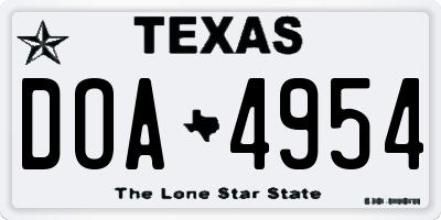 TX license plate DOA4954