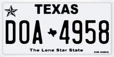 TX license plate DOA4958