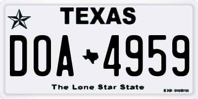 TX license plate DOA4959