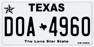 TX license plate DOA4960