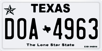 TX license plate DOA4963