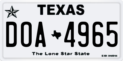 TX license plate DOA4965