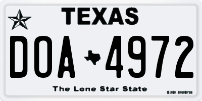TX license plate DOA4972