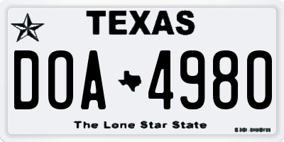 TX license plate DOA4980