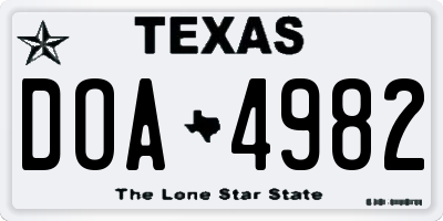 TX license plate DOA4982