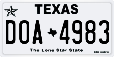 TX license plate DOA4983