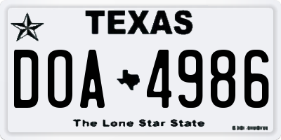 TX license plate DOA4986