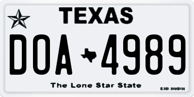 TX license plate DOA4989