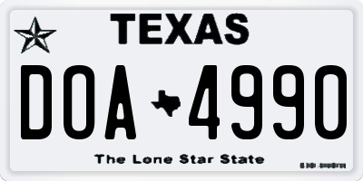 TX license plate DOA4990