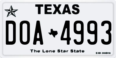 TX license plate DOA4993
