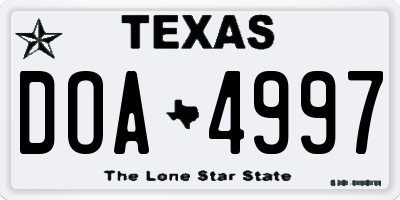 TX license plate DOA4997