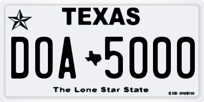 TX license plate DOA5000