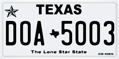 TX license plate DOA5003