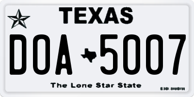 TX license plate DOA5007