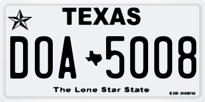 TX license plate DOA5008
