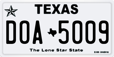 TX license plate DOA5009