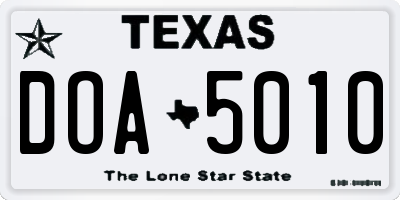 TX license plate DOA5010