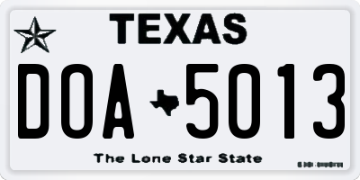TX license plate DOA5013
