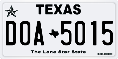 TX license plate DOA5015