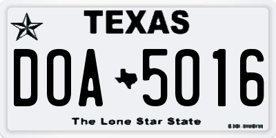 TX license plate DOA5016