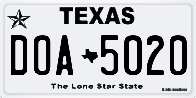 TX license plate DOA5020
