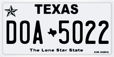 TX license plate DOA5022
