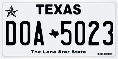 TX license plate DOA5023