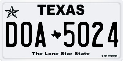TX license plate DOA5024
